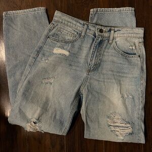 Sneak Peek Distressed Straight Leg Jeans
